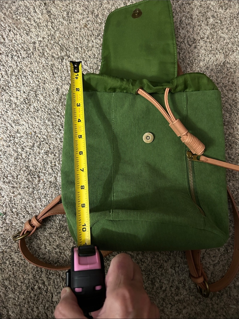 Universal Threads Green Corduroy Backpack with Tan Straps - Picture 7 of 7